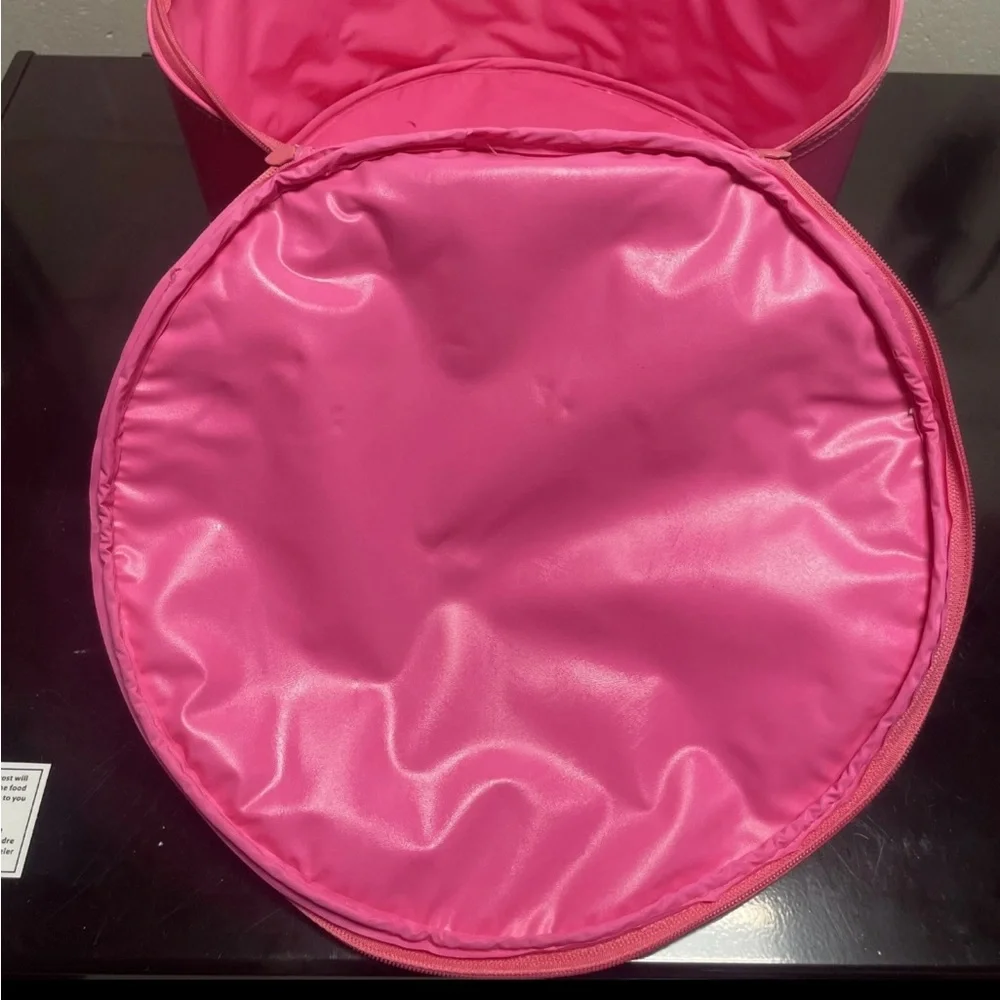 Vintage Disney’s Cinderella Round Luggage/Train Case Pink Case With Pearl Trim